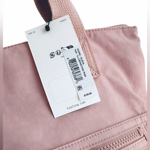 Kipling Eleva Pink Nylon Tote Bag - Picture 6 of 8